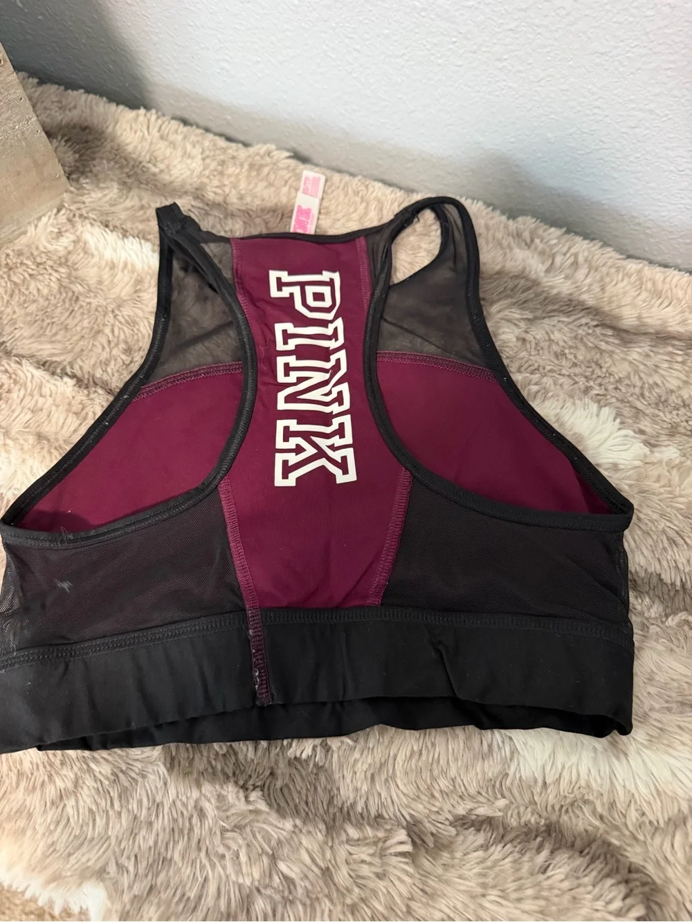Victoria's Secret Wine and Black Mesh Sports Bralette